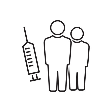 Medical vaccination line icon. Medicine vaccine sign. Pharmacy medication symbol. Quality design element. Linear style medical vaccination iconのイラスト素材