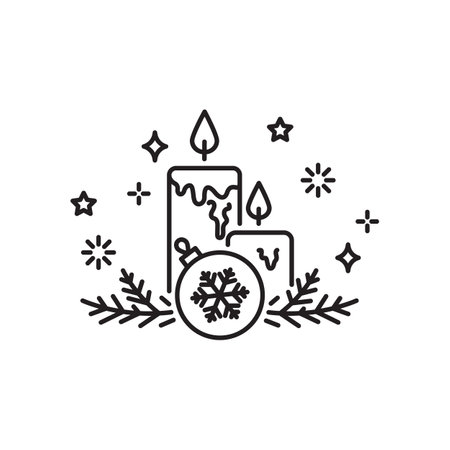 Christmas candle symbol sign isolated on white background. Simple logo illustration for graphic and web design.のイラスト素材