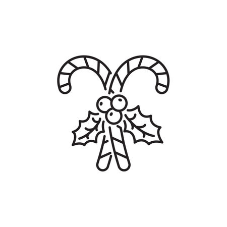 Candy cane icon. Outline Editable Isolated Sign of a Classic Striped Christmas Candy Symbolizingのイラスト素材