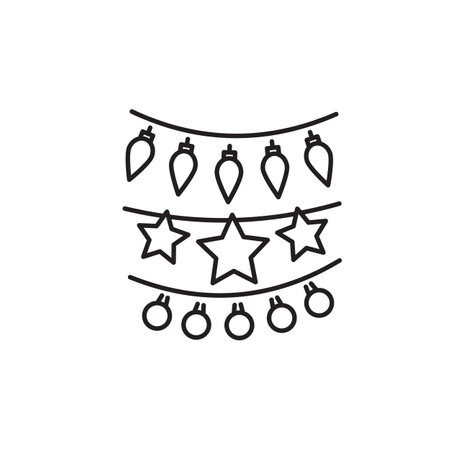 Christmas light linear icon. Lights often used for decoration in celebration of christmas. Thin line customizable illustrationのイラスト素材