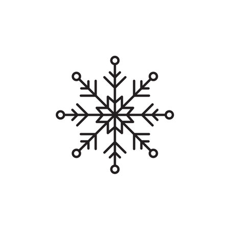 Snowflake outline icon isolated on white background. Decorative element for Christmas and New Year design.のイラスト素材
