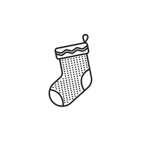 Christmas stocking line icon, new year and merry christmas, xmas sock icon, gift stocking graphics, editable stroke outline signのイラスト素材