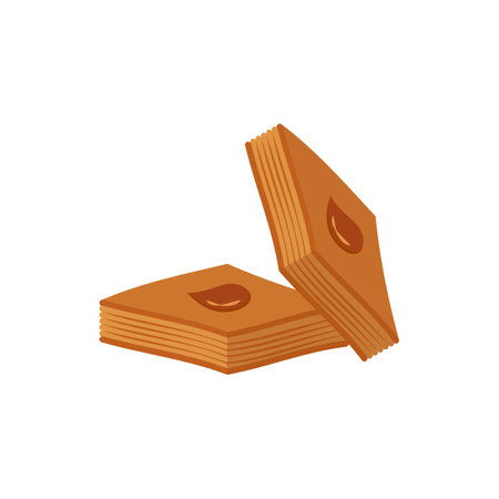 National sweets of Novruz Bayram holiday paxlava, shekerbura, gogal, seed, closeup on a white background, vector.のイラスト素材