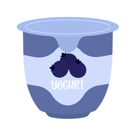 Grocery Food simple objects. Yogurt Cartoon flat vectorのイラスト素材