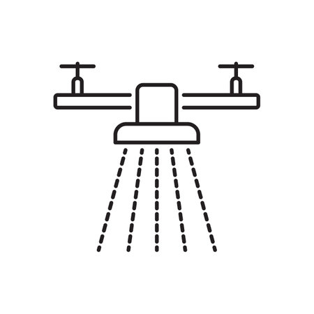 Drone line icon. Included the icons as drone, remote, controller, radar, map, signal and more line iconのイラスト素材