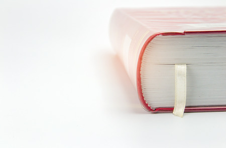 A red book on white background