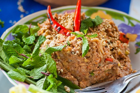 Young Jackfruit food, Frieding curry with  vegetable, and spicy herb, Thai local food