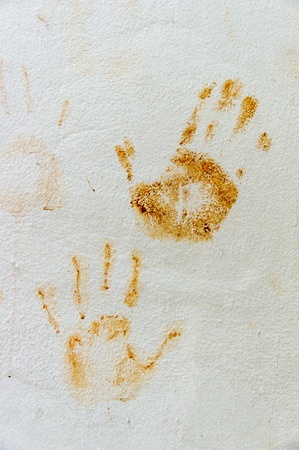 Hand print on the wall.の写真素材