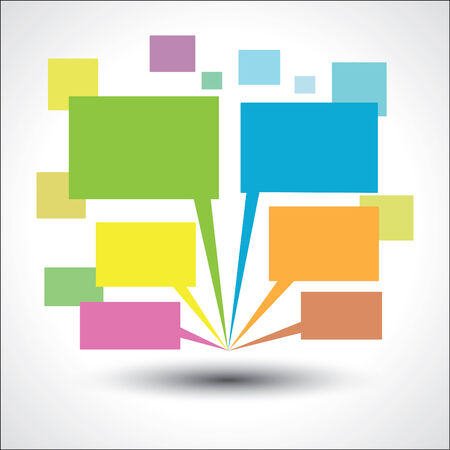 Paper speech bubbles on gray background. Vector illustrationのイラスト素材