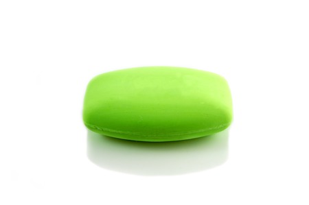 Green Soap. Isolated white backgroundの写真素材