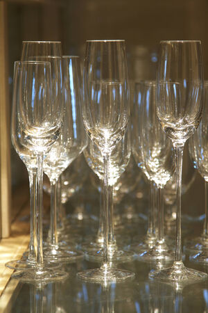 champagne glass on mirrorの写真素材