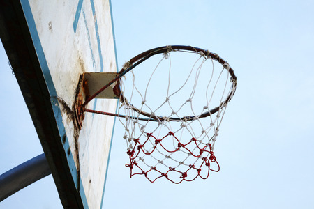 old and dirty basketball board and sky