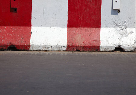 close up barricade and road in thailandの写真素材