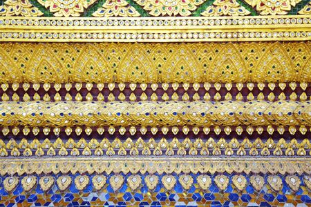close up wall from buddhist temple in thailand