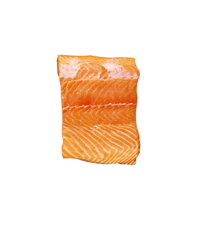 raw salmon on white background