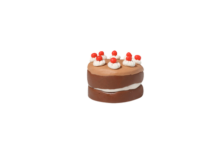 dark chocolate cake model from japanese clay on white background