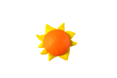 miniature sun model from japanese clay on white backgroundの写真素材