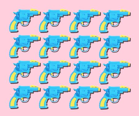 plastic toy gun for kid isolated on color background, Water gun for kidの写真素材