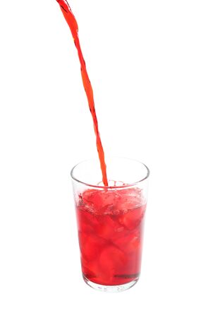 pouring cocktail with splashes isoalted on white backgroundの写真素材