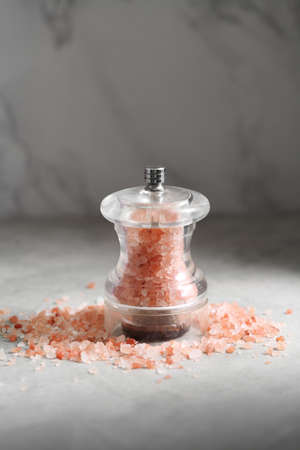Himalayan pink salt grinder in loft kitchenの写真素材
