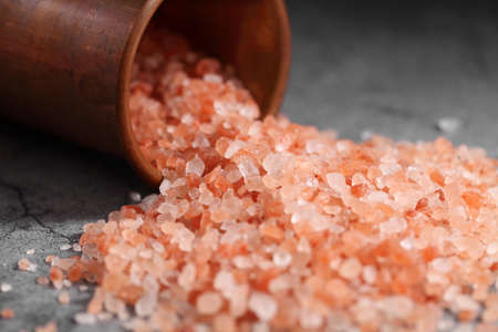 Himalayan pink salt in copper cup at loft kitchen