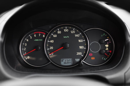 Closeup interior modern car console, A Car Meter Dashboardの写真素材