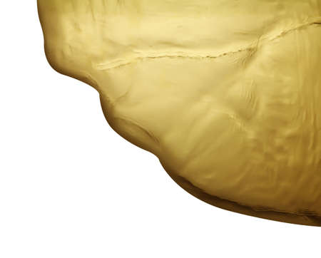 texture of splashing gold water isolated on white backgroundの写真素材