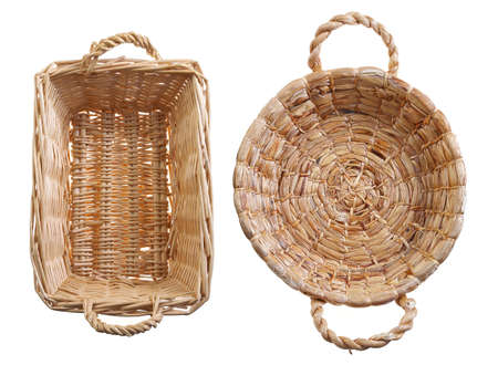 vintage wicker product isolated on white backgroundの写真素材
