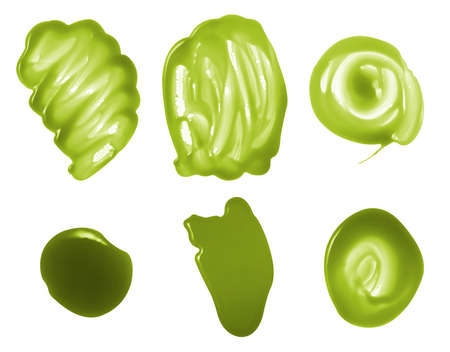 Green sauce isolated on white backgroundの写真素材