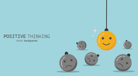 The concept of positive emotions, Thinking positively and growth mindset concept design,  Business concept vector illustration.のイラスト素材