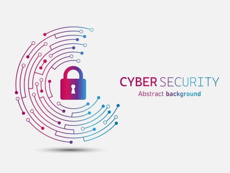 Cyber security technology on circuit board. Abstract background futuristic Hi tech style, Technology data protection system, Internet security and safety information personal, Vector and Illustration.のイラスト素材