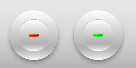 Realistic power button icon isolated on white background, Icons for all web pages. navigation panel for a website, editable vector illustration EPS10.のイラスト素材