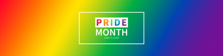 Pride Month banner concept with LGBTQ Pride gradient background. Lesbian Gay Bisexual Transgender. Symbol of pride month. Design for poster, flyer, web, banner, template. Vector Illustration.のイラスト素材