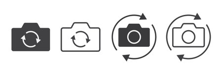 Flip and switch the camera icon. Flat and line icons isolated on white background. Element design for apps, websites, and Interfaces. UI UX. Vector illustration.のイラスト素材