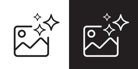 AI generated image line icon. Image enhancement, improve quality and generative by Machine learning....