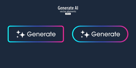 Generative AI button. Artificial intelligence and Machine learning technology concept. AI enters by...
