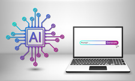 Generative Artificial intelligence technology concept. Generative bot for creating ideas. AI learning by command prompt for generate. Chat with AI. Futuristic abstract background. vector illustration.のイラスト素材