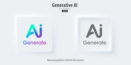 Generate AI icon. A set of 3D buttons active and inactive with icon symbols. Neumorphism style, UI UX design for app and web. Vector illustration.のイラスト素材