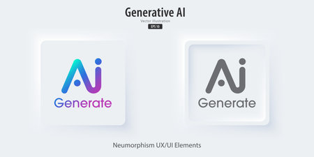 Generate AI icon. A set of 3D buttons active and inactive with icon symbols. Enter command text to generate ideas, Neumorphism style, UI UX design for app and web, Vector illustration.のイラスト素材