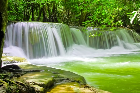 Huay Mae Kamin Waterfall, Srinakarin Dam National Park, Kanchanaburi Province in Thailandの写真素材