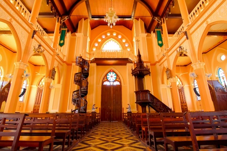 Decoration Inside the Roman Catholic Church at Chantaburi Province, Thailand. (The Cathedral of the Immaculate Conception)のeditorial素材