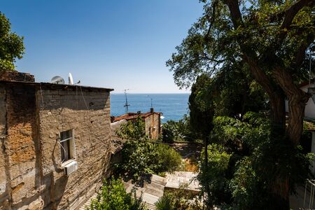 Views of the Black Sea from the house terrace, Crimeaの写真素材