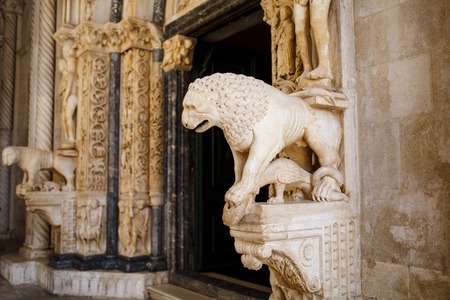 Lion statue at the entrance to the temple, Split, Croatiaの写真素材