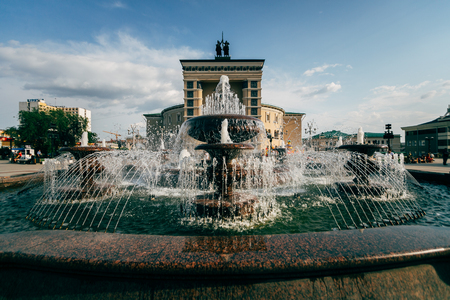 Fountain on the square in Ulan-Ude, Russiaの写真素材