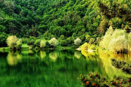 Landscape of Borabay Lake in Amasya, Turkeyの写真素材