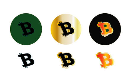 Set of  Bitcoin icon sign payment symbols. Cryptocurrency logo. Illustration isolated on white background.のイラスト素材