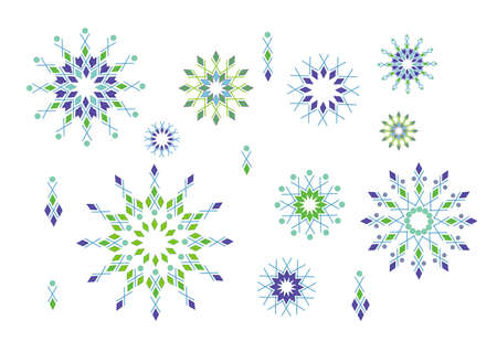 A set of colorful snowflakes. Vector illustrationのイラスト素材