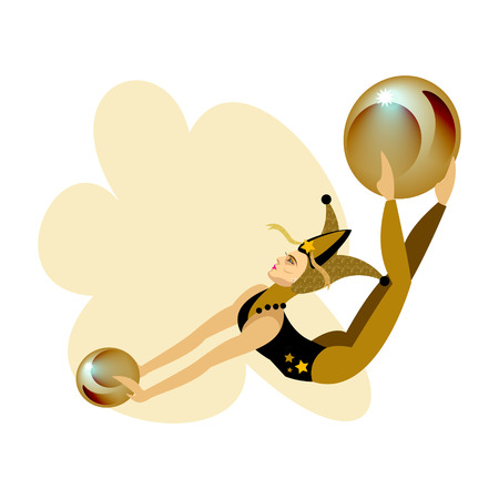 circus trick with ballsの写真素材