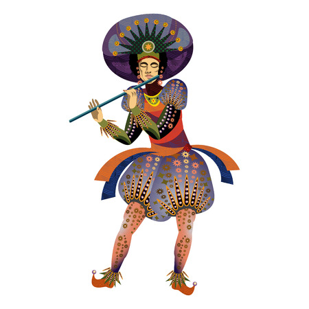 man playing the fluteの写真素材