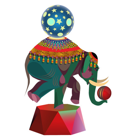 Circus elephant with ballsの写真素材